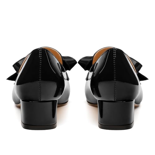 Image of Womens Loafer with Heel, Comfortable Chunky Heels for Women, Loafers Shoes with Bowknot Womens Bunion Dress Shoes