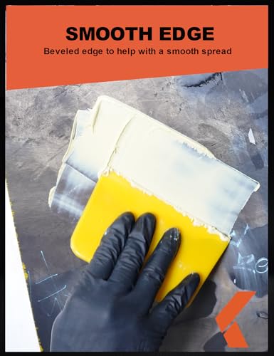 Image of KREFINISH Body Filler Spreaders (Pack of 100) - 6 inch Yellow Reusable Plastic Spreader for Automotive Fillers, Putties, Glazes, Caulks and Paint