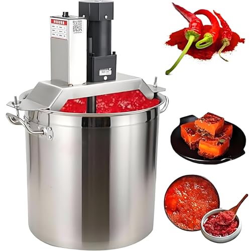 Ofyphth Batidora automática de 30L/40L/50L/60L, batidora automática de Alimentos con Doble Capa y raspador Mezclador, Velocidad de batido Ajustable, para Hacer Mermelada/Salsa. 30L