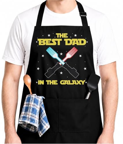 365RUSTIC Best Dad Funny Aprons for Men Sci Fi Movie BBQ Apron - Birthday Fathers Day Grilling Gifts for Men Dad Husband