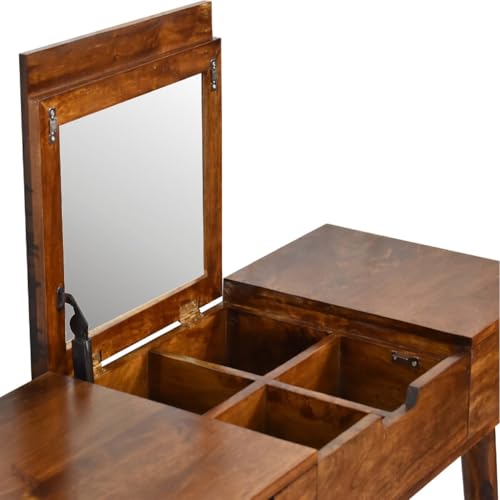 Image of Artisan Furniture Chestnut Dressing Table with Foldable Mirror
