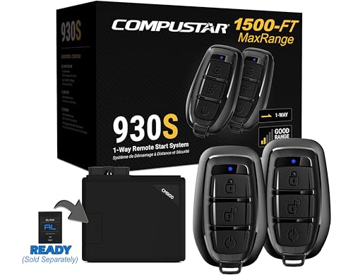 Compustar CS930-S All-in-One Remote Start Bundle - Two (1-Way), 3-Button Remotes G17 AM Water-Resistant Remotes 1,500-Ft. Max Range Keyless Entry Remote-Start-System