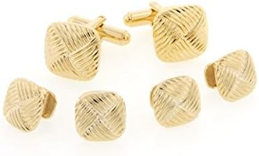 JJ Weston Diagonal Patterned Tuxedo Cufflinks and Shirt Studs. Made in the USA