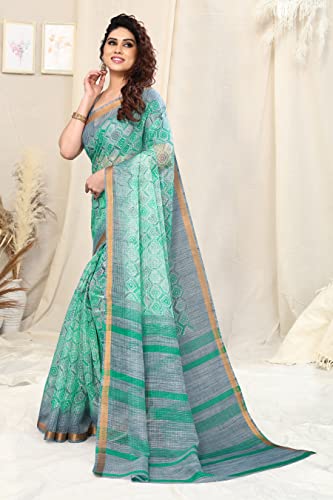 Image of MIRCHI FASHION Kota Doria Cotton Saree with Blouse Piece | Paisley Block Printed Saree for Women | Traditional Ethnic Daily Wear Summer Saree