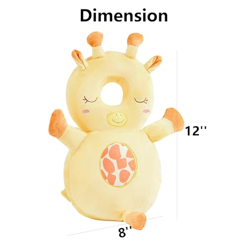 Image of Baby Head Back Protector Backpack Toddler Safety Protector Cushion Pad Soft, Adjustable and Lightweight Design for Safe Walking and Crawling Toddlers Girls and Boys(Giraffe)