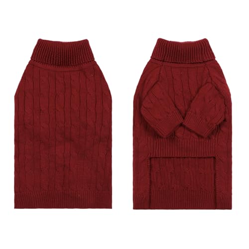 Image of Small /Medium Dog Sweater, Warm Dog Winter Coat w /Sleeves, Comfortable High Neck Premium Dog Clothes for Labrador-Best for Holidays, Daily Walks XL Deep Red