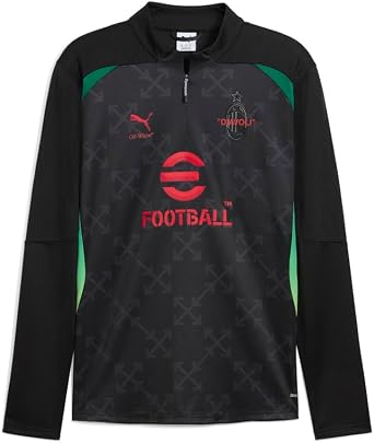 PUMA Mens Ac Milan Off-White Quarter Zip Casual Tops Casual - Black - Size M