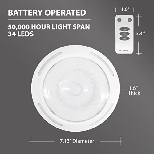 Bell+Howell Wireless Ceiling Spotlight Led Ceiling Light Fixture, Instant Installation, 300 Lumens, 3500K Soft Light, 360 Wide Angle Light, Remote Control, Timer & Motion Functions Includes 3M Tape #TOP3