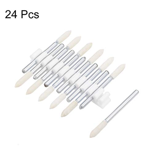 Uxcell 24Pcs 3Mm Wool Felt Mounting Point Tapered Polishing Drill Burrs Buffing Wheels With 1/8" Shank #TOP3