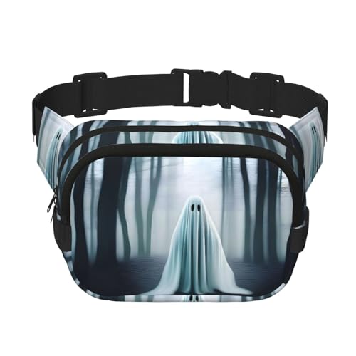 SpookySpecters Square Double-Layer Hüfttasche für Outdoor-Aktivitäten wie Sport, Reisen, Wandern, Radfahren, Schwarz , Einheitsgröße