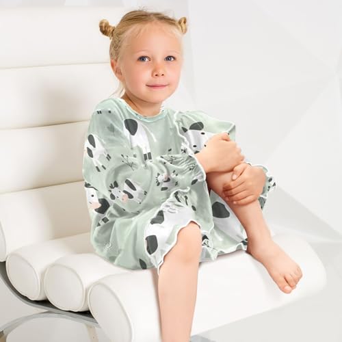 Bolaz Nightgowns Sleepwear Lightweight Nightdress Soft Pajamas Dress Cute Farm Cows for 3-10 Years4