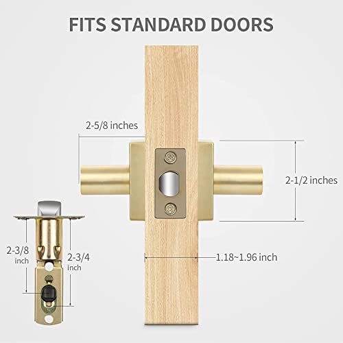 Ehomeware 6 Pcs Satin Brass Door Handles, Interior In Gold Finish, Passage Heavy Duty Contructions, Keyless Hallway Closet Door Knobs, Modern Door Levers #TOP4