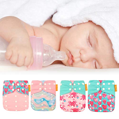 HahaGo Baby Stoffwindel waschbar wiederverwendbare Windeln All-in-One-Taschenwindel für die meisten Babys und Kleinkinder (Rosa Liebe)