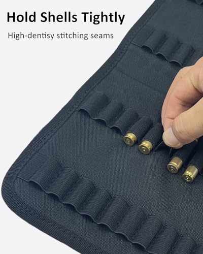 TAMINSTY 150 Rounds Rifle Ammo Pouch for Bullets, Ammo Wallet Foldable Ammo Case Bullet Holder, Tactical Ammo Carrier Cartridge Holder for 9mm .38 .357 .44 .45 .410 45-70 (Black)