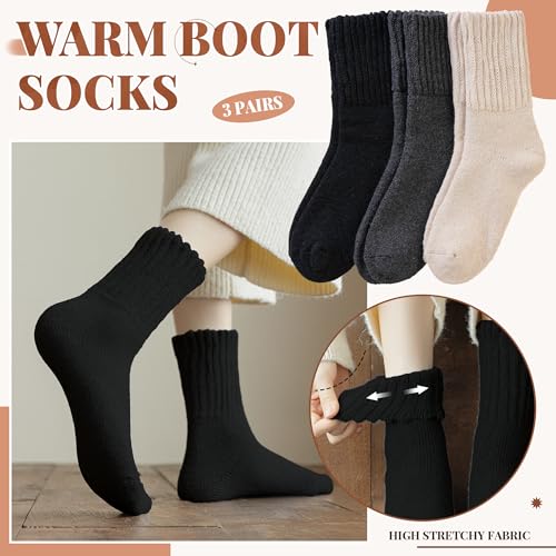 Image of Velice Wool Socks for Women Merino Wool Boot Hiking Thick Thermal Warm Winter Crew Cushion Cozy Work Socks 5 Pairs