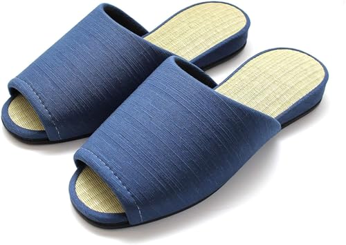 Japanese house tatami slippers Women Mens Unisex Indoor Shoes Non-Slip men womens slippers japan bridesmaid gifts bride gifts (Blue, US Footwear Size System, Adult, Men, Alpha, Medium, Large)