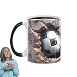 Fußball-Tasse – Hitzeempfindliche Tasse, Tasse Mit Dynamischem Design | 3D-Farbtransformations-Keramikoberflächenmerkmal, Temperaturreaktives Fußball-Druckprodukt, Kreativer Getränkebehälter Für Sport