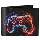 Fonwill Boys Wallet for Teens, Cool Kids Wallet for Boys Ages 4-5-6-7-8-9-10-11-12-13-14-15-16, Leather Game Wallet with Coin Pocket ID Window for Teen Youth Guys Christmas Birthday Gifts