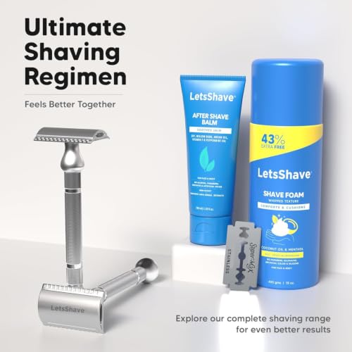 Image of LetsShave Advanced Double Edge Blades - Pack of 50 | Stainless Steel | Compatible with All DE Safety Razors | Sharp, Smooth & Safe Shave