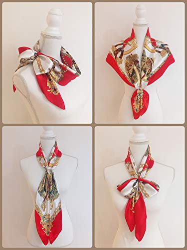Joe Green Co Large Silk Like Satin Scarf Neck Head Wrap 35 Inch Square (02 Red Saddle Chain) #TOP3