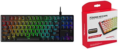 HyperX Alloy Origins Core - Tenkeyless Mechanical Gaming Keyboard & Pudding Keycaps - Double Shot PBT Keycap Set with Translucent Layer, for Mechanical Keyboards, Full 104 Key Set - White