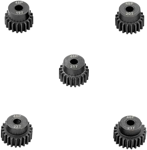 Miniatura 2 de Juego de engranajes de piñón de actualización de acero endurecido 48P: 19T 20T 21T 22T 23T ajuste 0.125 in (1/8 pulgadas) eje de motor RC (funciona