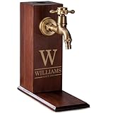 Custom Engraved Monogram Name Since Year Liquor/Bourbon Wooden Whiskey Dispenser Personalized Drink Pourer Premium Home Bar Gift for Men, Husband, Dad