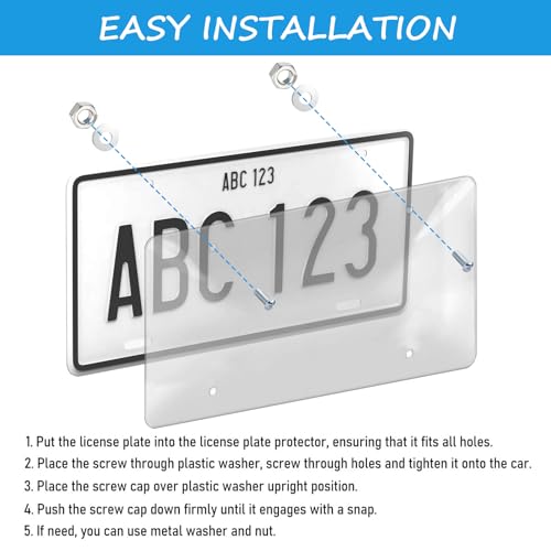 2-Pack Durable License Plate Protecters, Slim Design, Rust-Proof Aluminum Holder, Fits All Standard Plates, Screws Included (Blk)