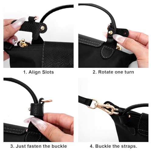 Image of Upgraded Bags Leather Shoulder Strap for Longchamp Mini Bag Conversion Kit, Purse Straps Crossbody Adjustable Replacement Conversion Kit Fit Compatible with Long Champ Handbag