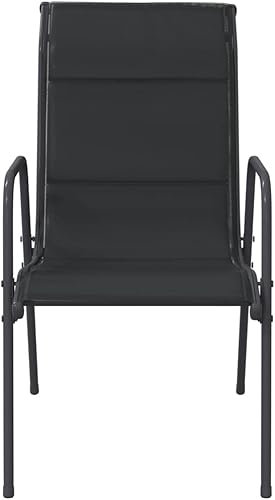Miniatura 5 de Patio Chairs 2 pcs Steel and Textilene Black Outdoor Patio Dining Lawn Outdoor Dining Chairs Sillas para Comedor for Living Room Courtyard Study