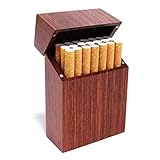 BNMY Handmade Wooden Cigarette Case Magnet Adsorption Clamshell Portable Anti-Squeeze Cigarette Case,D