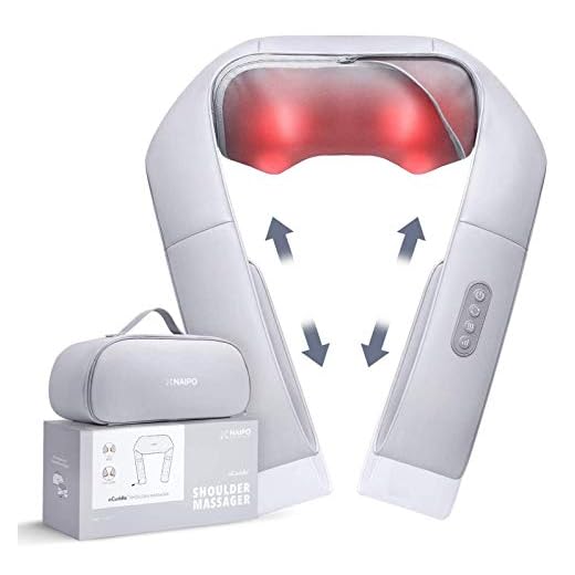 Naipo Masajeador de Cuello Espalda con Calor Ajustable y Correa, shiatsu masajeador cervical 3D eléctrico Masaje para Hombros cintura, en Oficina y Coche