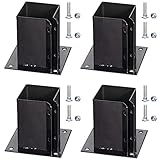 Heavy Duty 4x4 Inches Wood Posts Base Cover - 4 Pcs, Inner Size 3.5'x3.5' Pack Fence Post Support...