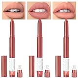 evpct 3Pcs Nude Beige Rose Pink Brownish orange Matte Lipstick and Lip Crayon Stick Liner Pencil Set Sharpener Waterproof Long Lasting 24 Hours Lipstick Lip Crayon labiales mate 24 horas originales