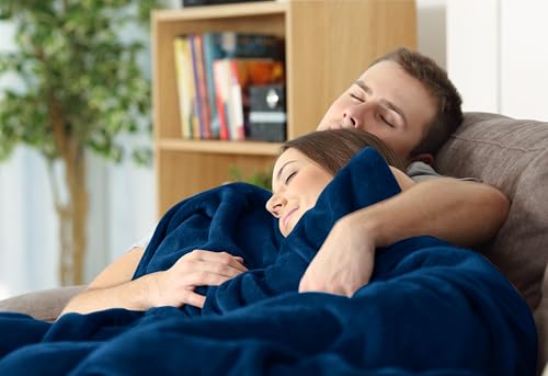 Luxury Navy Fleece Blanket for Queen Size Bed