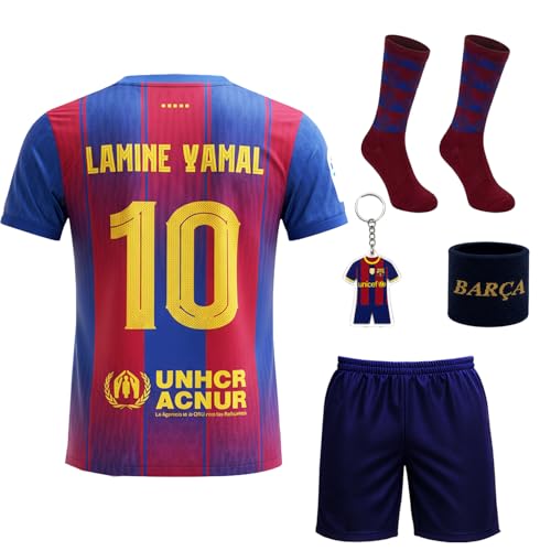 Nr.10 Fußball Trainingstrikot Kinder Komplett Set Trikot Shorts Zubehör Jungen (DE/NL/SE/PL Numerisch 140 Regular Set1)