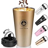 Thermobecher - Kaffeebecher to go aus Edelstahl - Doppelwandig Isoliert Thermo, Auslaufsicher - Isolierbecher mit Trinköffnung - 500ml Travel Mug - Coffee-to-go Becher für Kaffee & Tee(Farbverlauf)