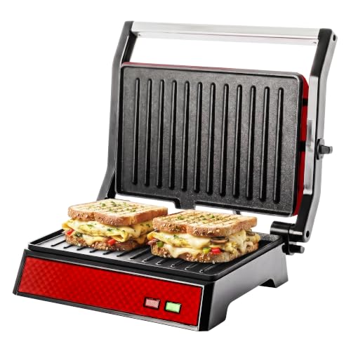 OVENTE Electric Panini Press Sandwich Maker with Non-Stick Coated Plates