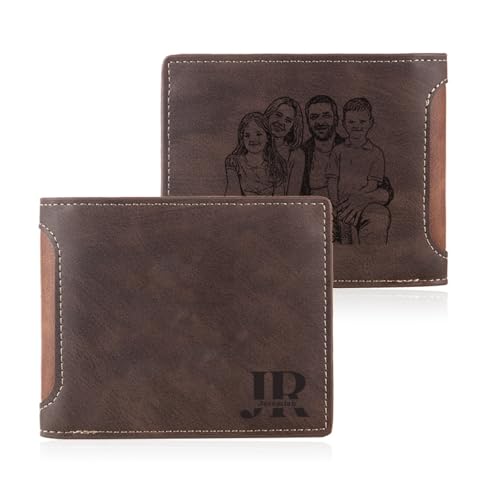 Image of Fathers Day Wallet Gift for Dad,Personalized Custom Photo & Name Wallets for Men Husband,Customized Leather Picture Wallet for Father's Day,Valentine's Day (Style 4)