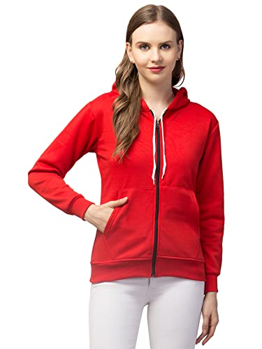Image of Women's Solid Casual Zipper Cotton Relaxed Fit Sweatshirt for Winter