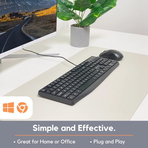 X9 Performance Wired Keyboard - Ultra Slim Full Size Ergonomic Computer Keyboard - Basic USB Keyboard for PC Desktop, Laptop with 5ft Corded Wire, 104 Quiet Keys, 14 Shortcuts, and Kickstand