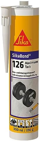 SIKA - Bau- und Montagekleber - SikaBond-126 Maximum Tack - Schwarz - 300ml | Sehr starke Anfangshaftung - Für Metalle und Baustoffe - Lösemittelfrei - Für Innen und Außen geeignet