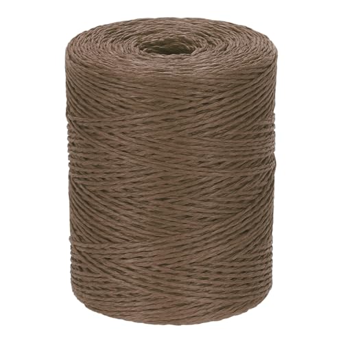 Image of PATIKIL Natural Cotton Raffia Yarn 328 Yard, Crochet Raffia Paper Ribbon for DIY Sun Hat Beach Bag Crochet Yarn Wrapping Knitting, Brown
