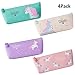 Produktbild Federmäppchen - WENTS 4 Pcs Einhorn Federmäppchen Große Kapazität Mäppchen Schulmäppchen mit Reißverschluss Schlamperbox Student Make-up Tasche für Schule & Büro