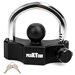 PEAKTOW Heavy Duty Universal Adjustable Coupler Lock Trailer Hitch Storage Security Lock Fits 1-7/8, 2, 2-5/16 Inches Couplers with 2 Keys, Anti-Theft and Top Tier Security, Black