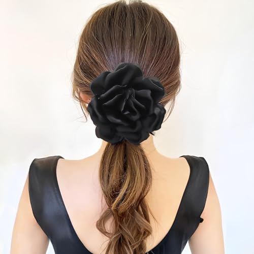 Image of Flower Brooch Pins for Women 5.5in Lapel Pins Large Rose Floral Brooches Dainty Satin Fabric Brooches Rose Flower Hair Clips Wedding Party Dance Clothes Accessories Jewelry