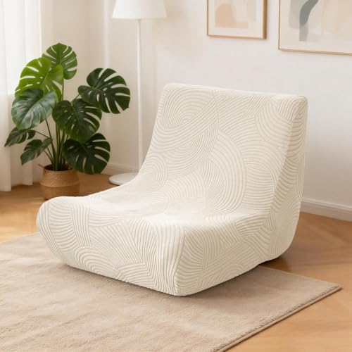 Fansu Funda Sofa Sin Brazos 1 Plaza Elastica de Jacquard de Color Liso, Funda Sofa de Clic Clac Suave LavableProtector de Muebles para Sillón reclinable Salon Habitacion (Beige)