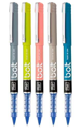 price history - Flair Bolt Liquid Ink Pen | Elegant Looks | Japanese Technology | WaterProof Ink | Smudge Free Writing | Ideal for School, College & Office | Blue Pack of 5pcs