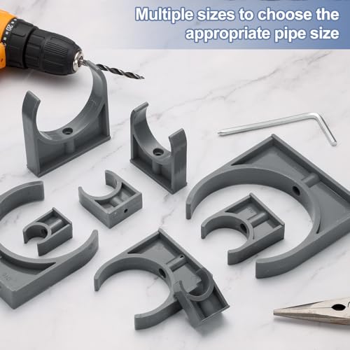 uxcell 10 Pcs PVC Water Pipe Clamps Clips, 63mm ID U-Shaped Water Pipe Buckles Pipe Tubing Clamps Pipe Support Holder for 2\" Water Pipe Tubing Hose TV Trays Hanger Support Tubing, Grey