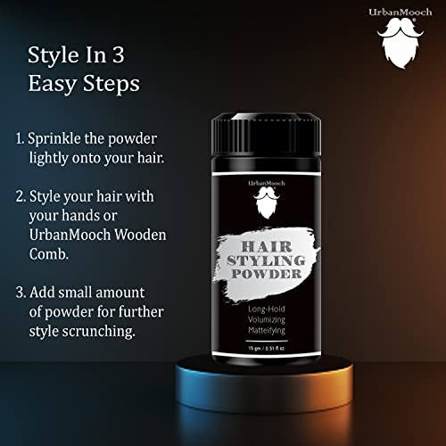 Image of UrbanMooch Hair Volumizing Powder Wax for Men | Strong Hold | Texture Powder | Matte Finish | 24 Hrs Hold | Natural & Safe Hair Styling Powder, 15 Gram